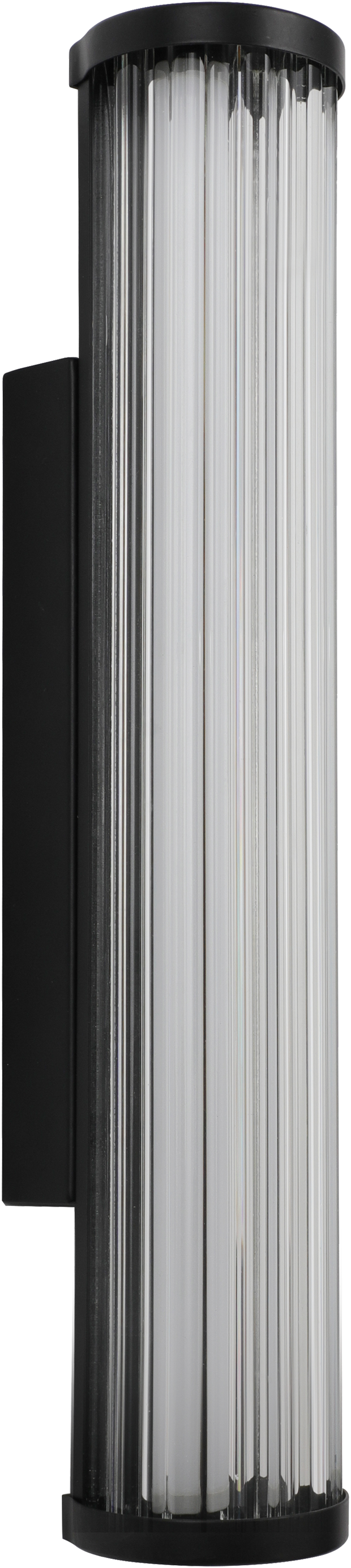 Junco Ribbed Glass 420mm LED Wall Light 16W TRI Colour Non-dimmable Black IP65