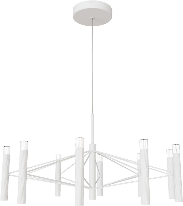 Aeris 800mm Fluted LED Pendant Ten Head Clear Cord 80W Tri Colour Non Dimmable White 3M Drop IP20