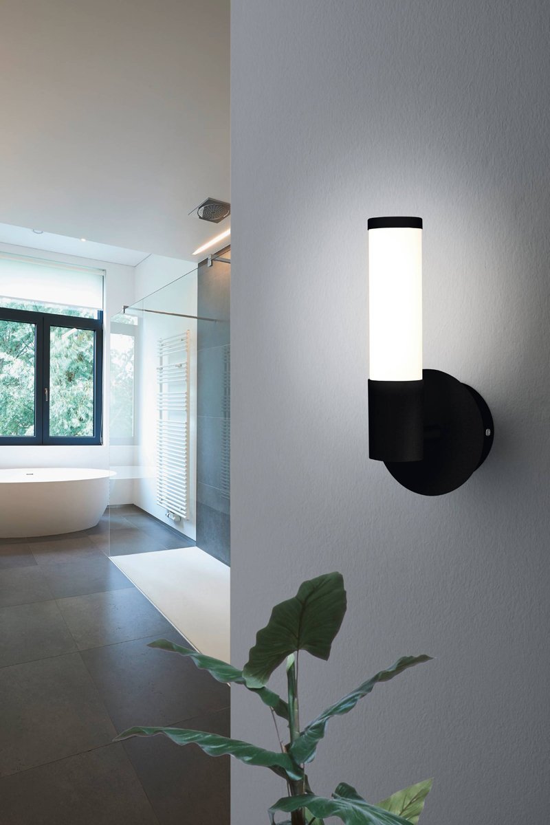 Palmera 4.5W Warm White LED Wall Light Black and Opal Diffuser