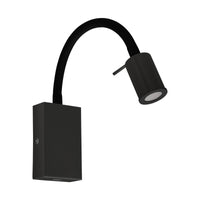 Thumbnail for Tazzoli 3.5W Warm White LED Flexible Reading Wall Light with USB in Matt Black