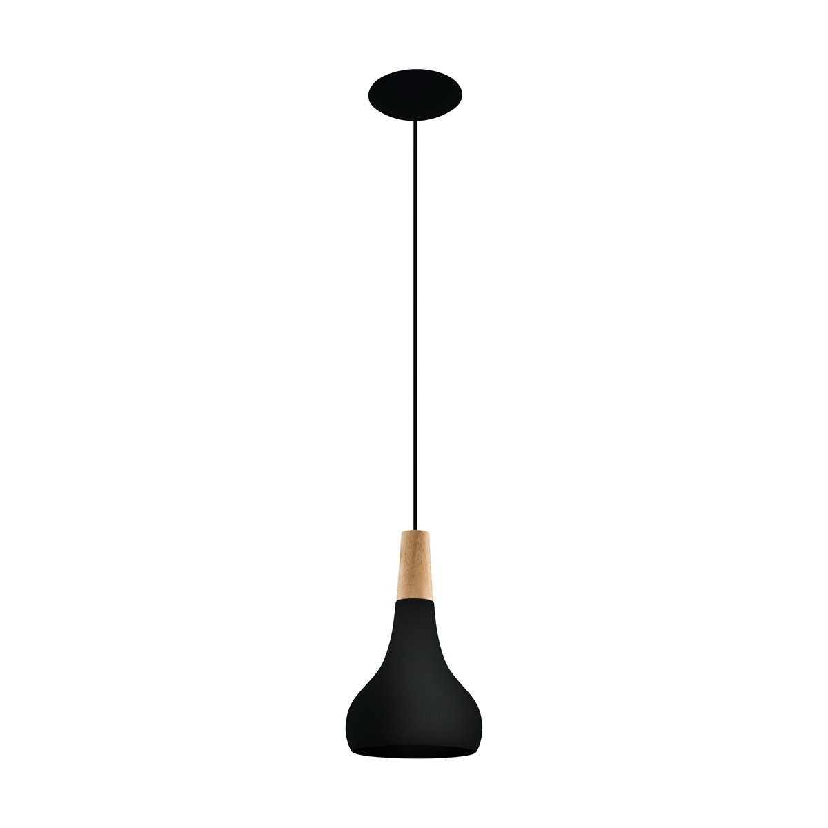 Sabinar Small Pendant Light in Black & Wood
