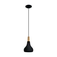 Thumbnail for Sabinar Small Pendant Light in Black & Wood