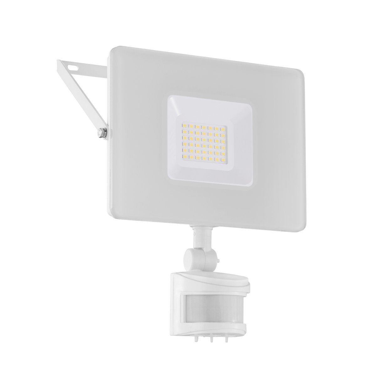 Faedo IP44 30W LED White Flood Light with Plug in Cool White with Sensor