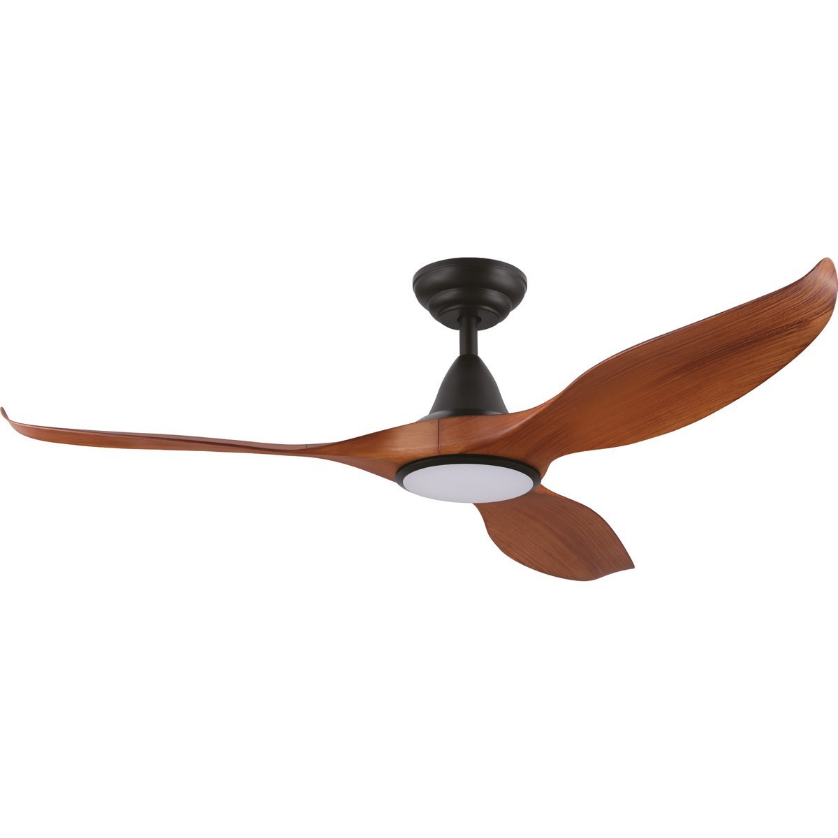 Teak / Black Eglo Noosa 52" 3 Blade DC Indoor/Outdoor Ceiling Fan with 18W CCT Dimmable LED Light -204116