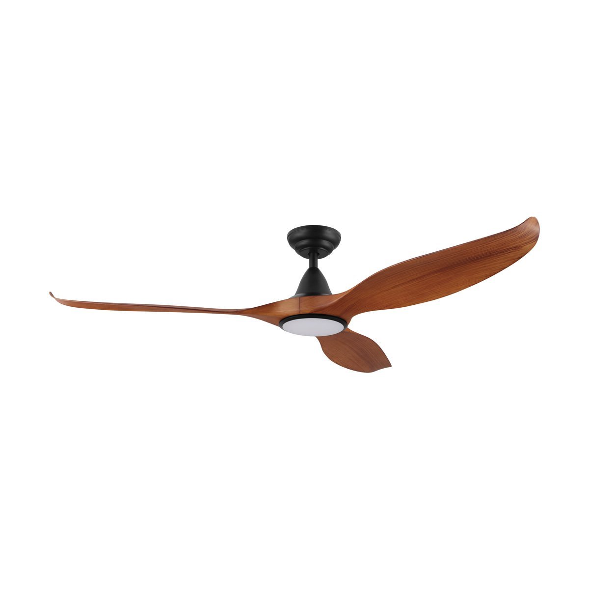 Teak / Black Eglo Noosa 60" 3 Blade DC Indoor/Outdoor Ceiling Fan with 18W CCT Dimmable LED Light