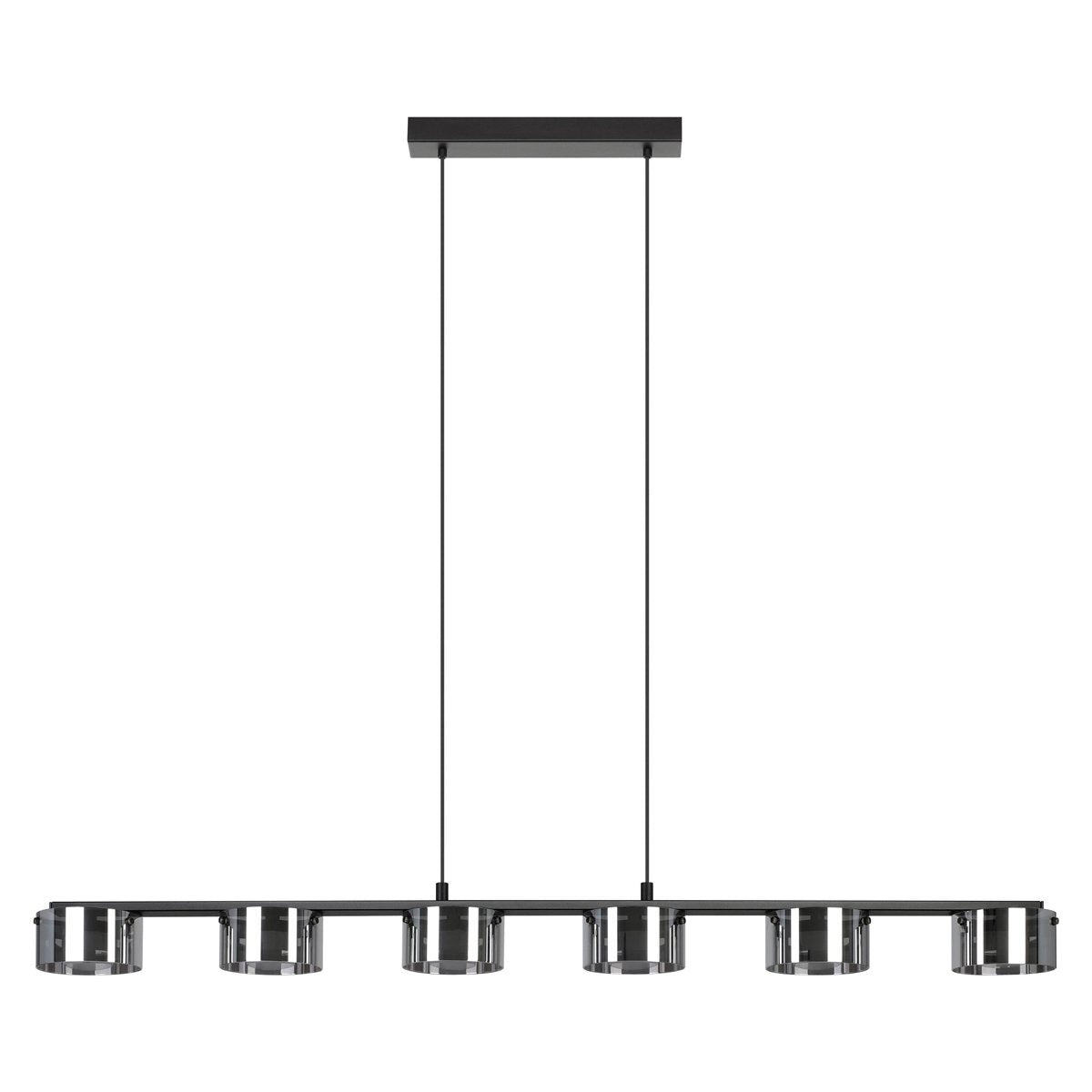 Copillos 6x5.4W LED Pendant Light in Black with Smoked Glass