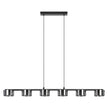 Copillos 6x5.4W LED Pendant Light in Black with Smoked Glass