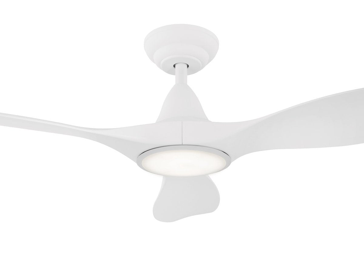 White Eglo Noosa 46" 3 Blade DC Indoor/Outdoor Ceiling Fan with 18W CCT Dimmable LED Light