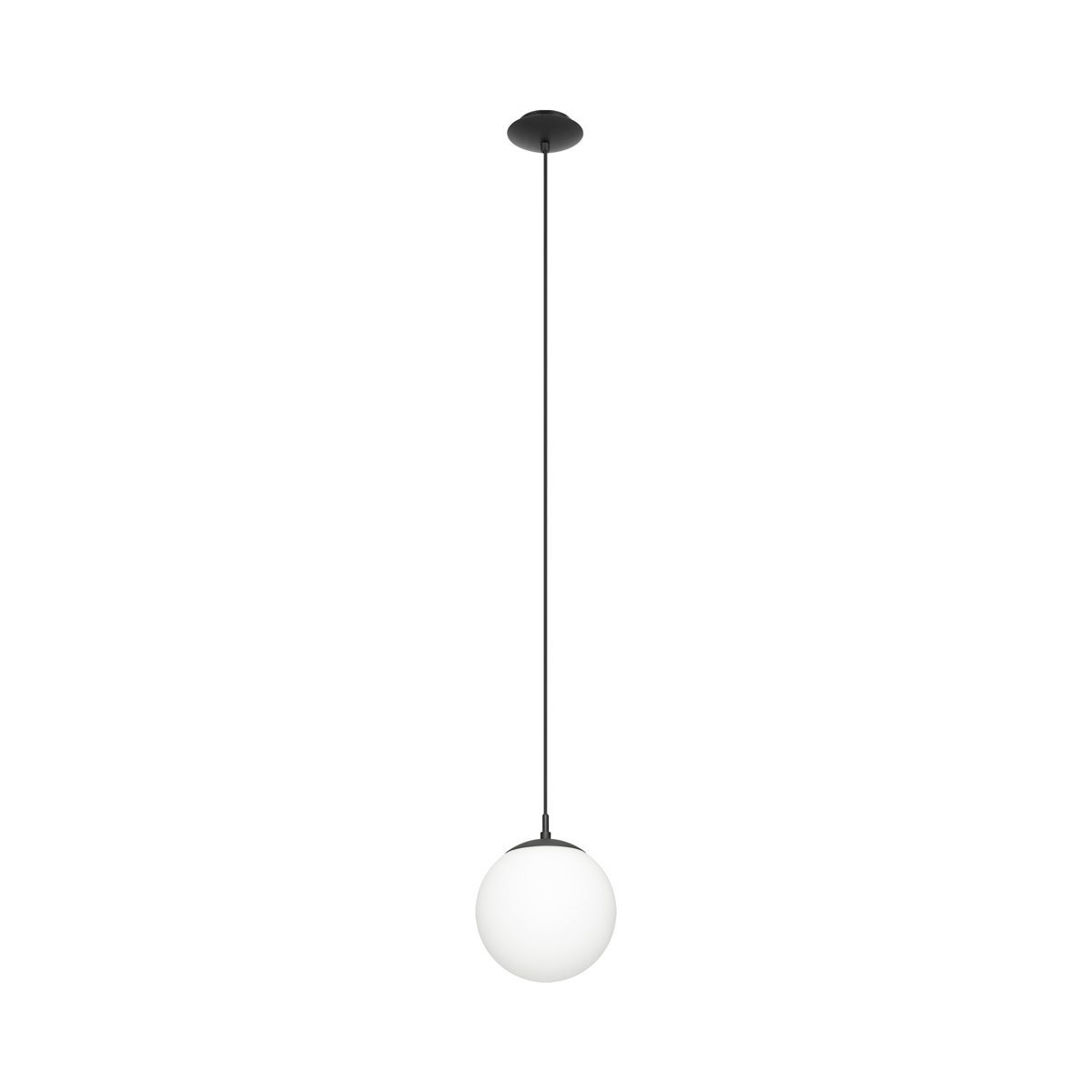 Rondo Small Pendant Light in Black with Opal Glass