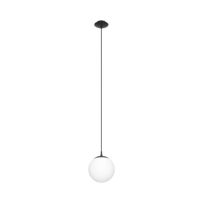 Rondo Small Pendant Light in Black with Opal Glass
