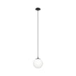 Rondo Small Pendant Light in Black with Opal Glass