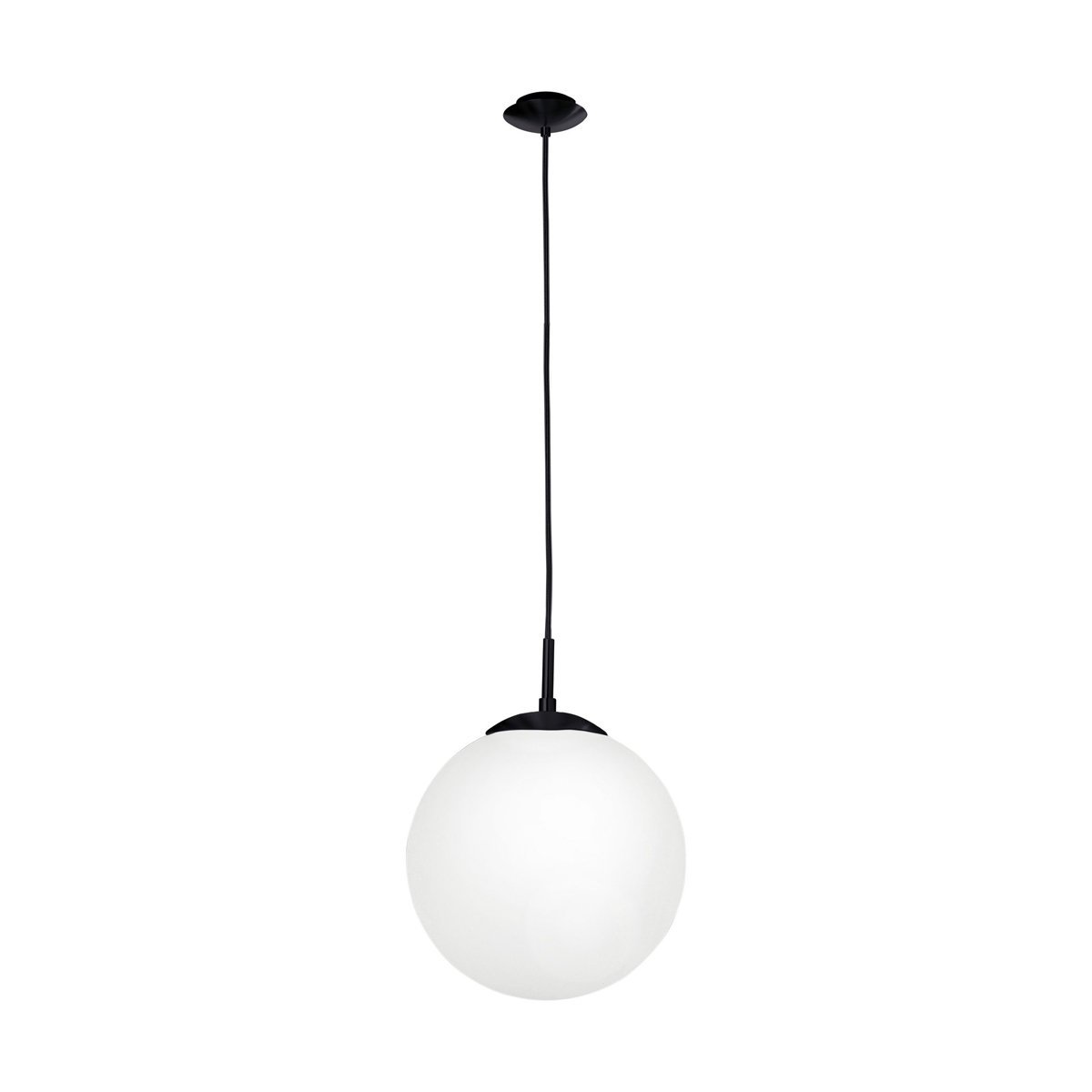 Rondo Medium Pendant Light in Black with Opal Glass