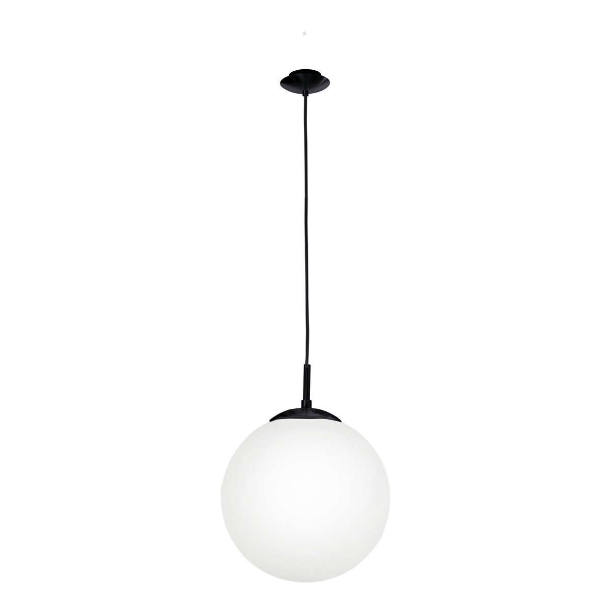 Rondo Large Pendant Light in Black with Opal Glass