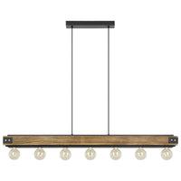 Thumbnail for Layham 7 Light Pendant Light in Black & Rustic Wood