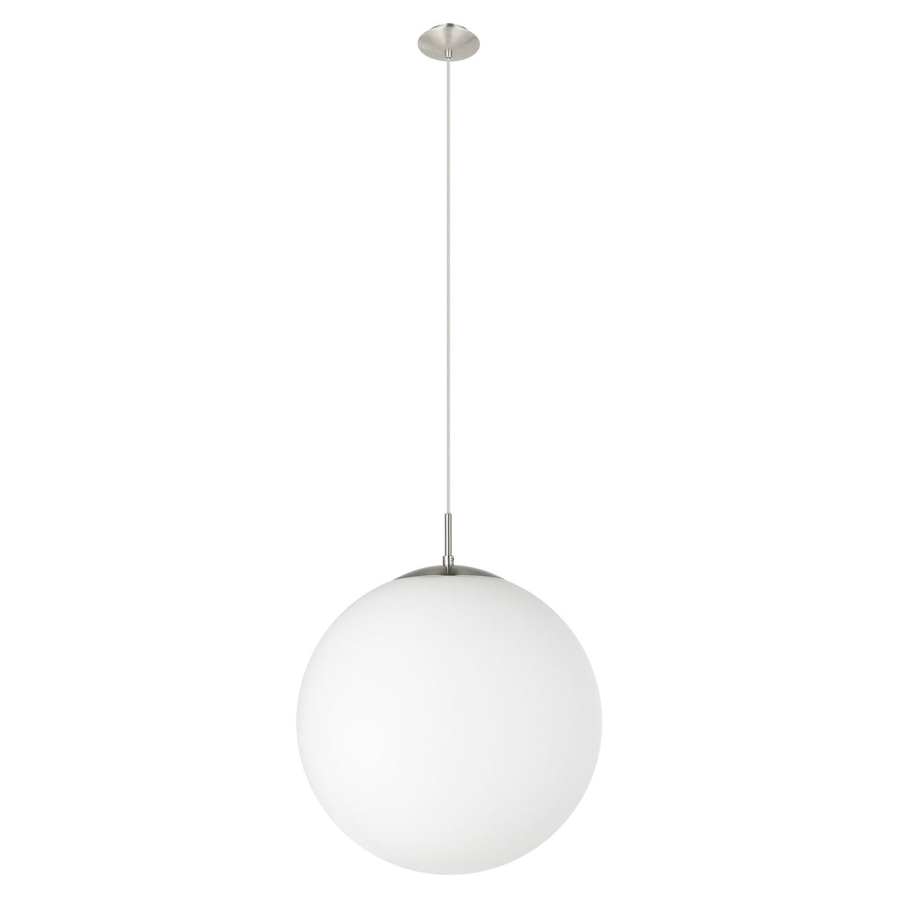 Rondo X-Large Pendant Light in Satin Nickel with Opal Glass