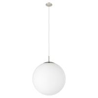 Thumbnail for Rondo X-Large Pendant Light in Satin Nickel with Opal Glass