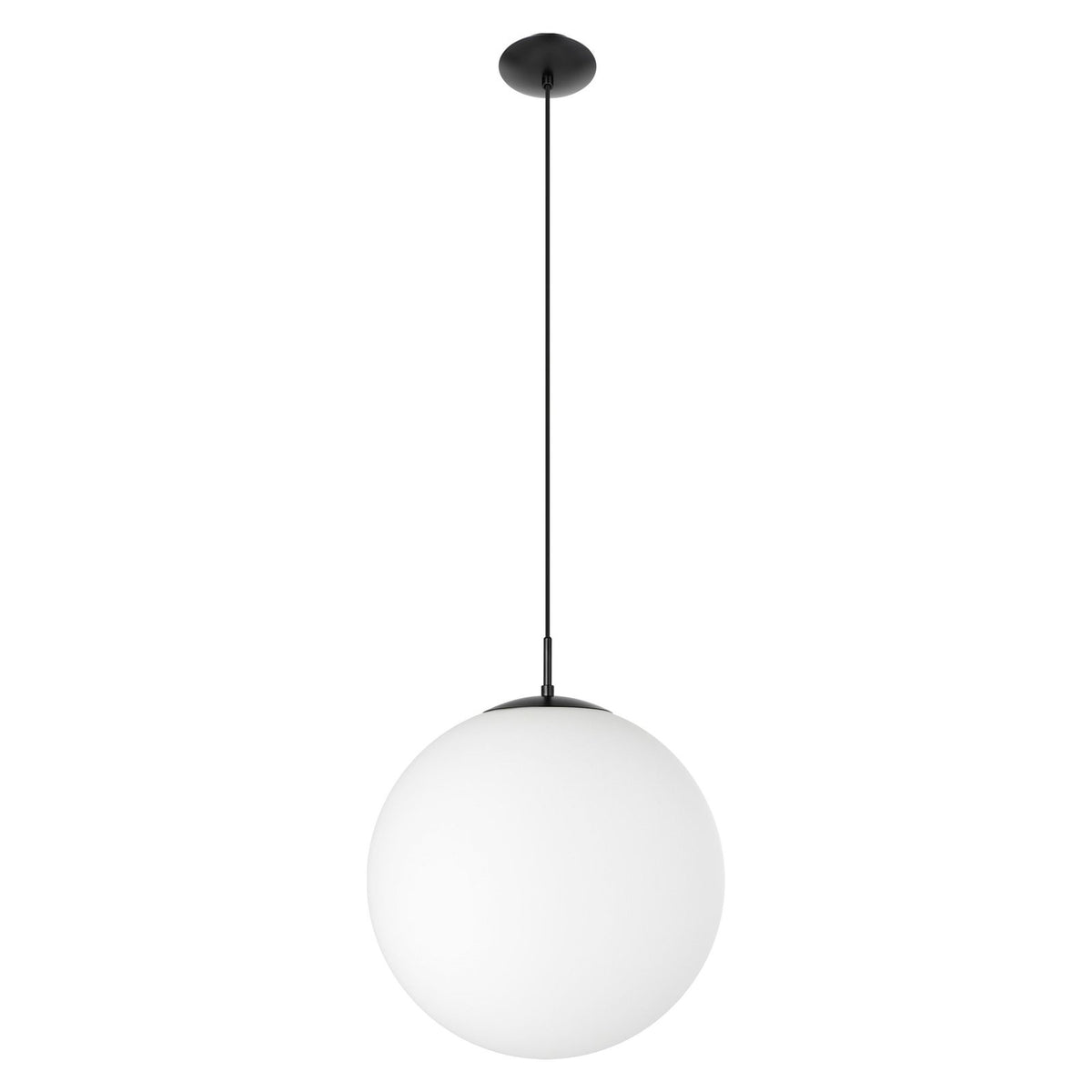 Rondo X-Large Pendant Light in Black with Opal Glass