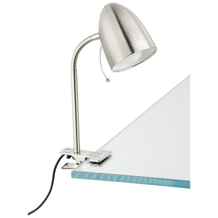 Lara 1 Light Satin Nickel Clamp Lamp