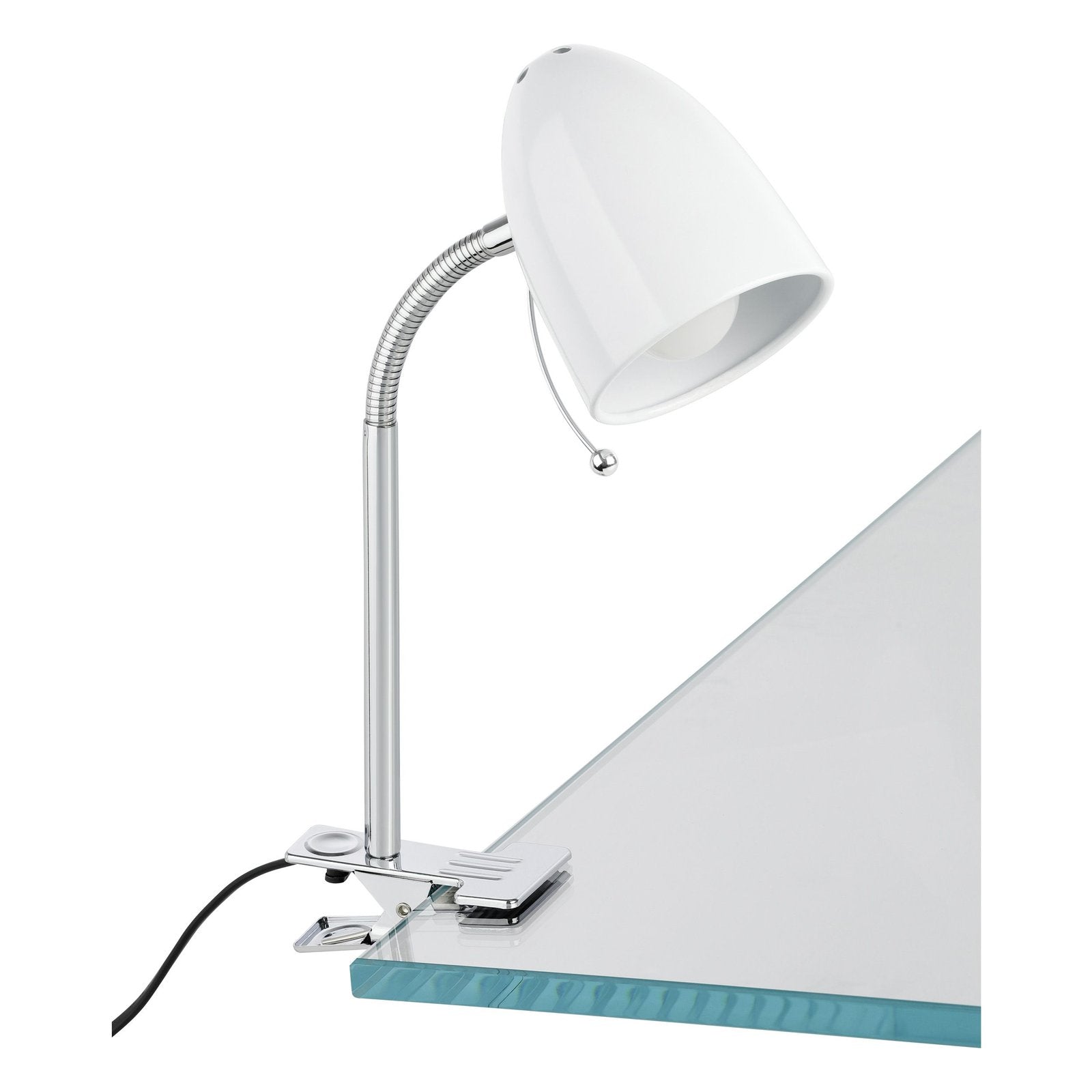 Lara 1 Light White Clamp Lamp