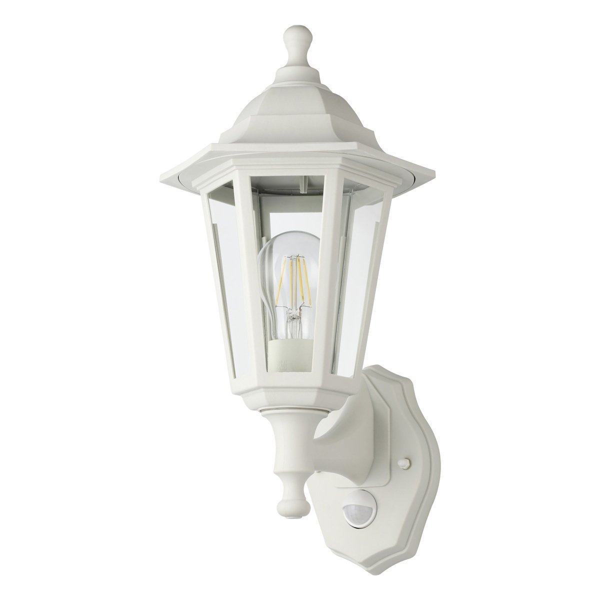 Duanera Exterior Wall Light in White with Sensor