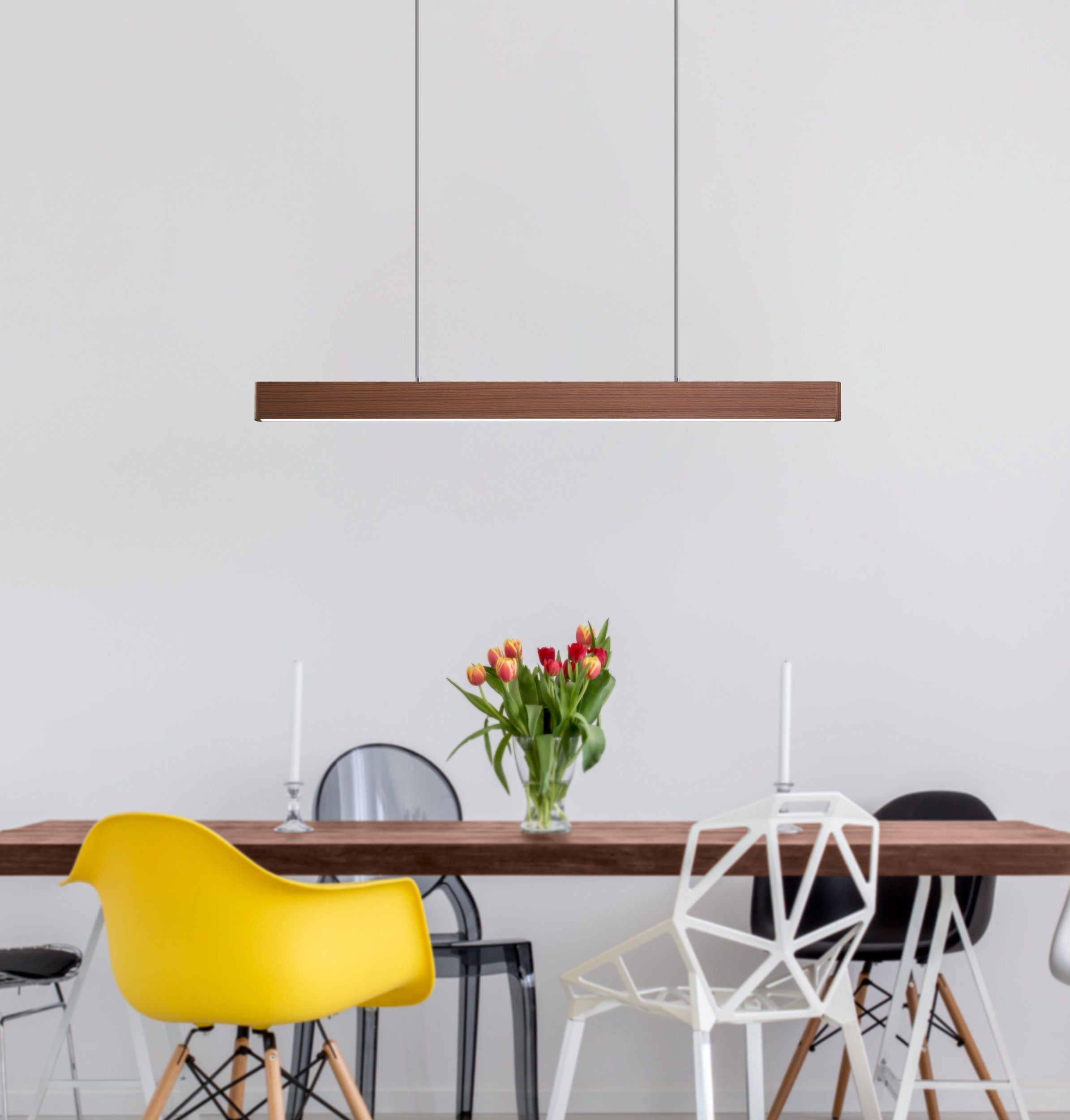 Climene 3 Walnut 30W CCT 1.2M LED Bar Pendant Light