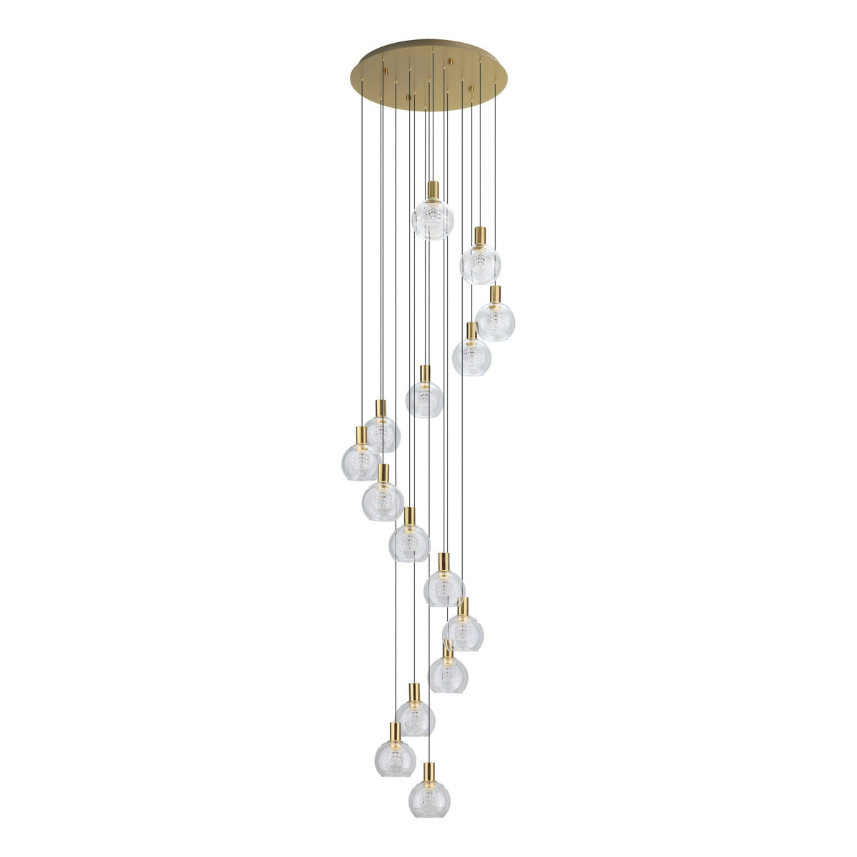 Terque Brass Matt 15 x 5.4W 3000K Round Spiral Pendant