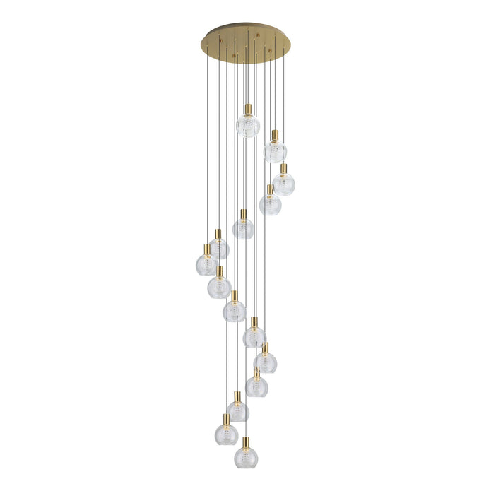 Terque Brass Matt 15 x 5.4W 3000K Round Spiral Pendant