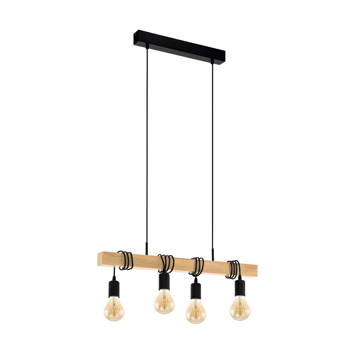 Townshend 4 Light Pendant Light in Black & Timber