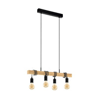 Thumbnail for Townshend 4 Light Pendant Light in Black & Timber