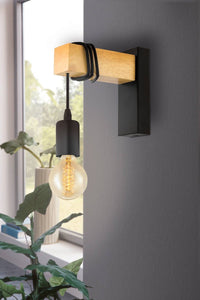 Thumbnail for Townshend 1 Light Wall Light in Black & Timber