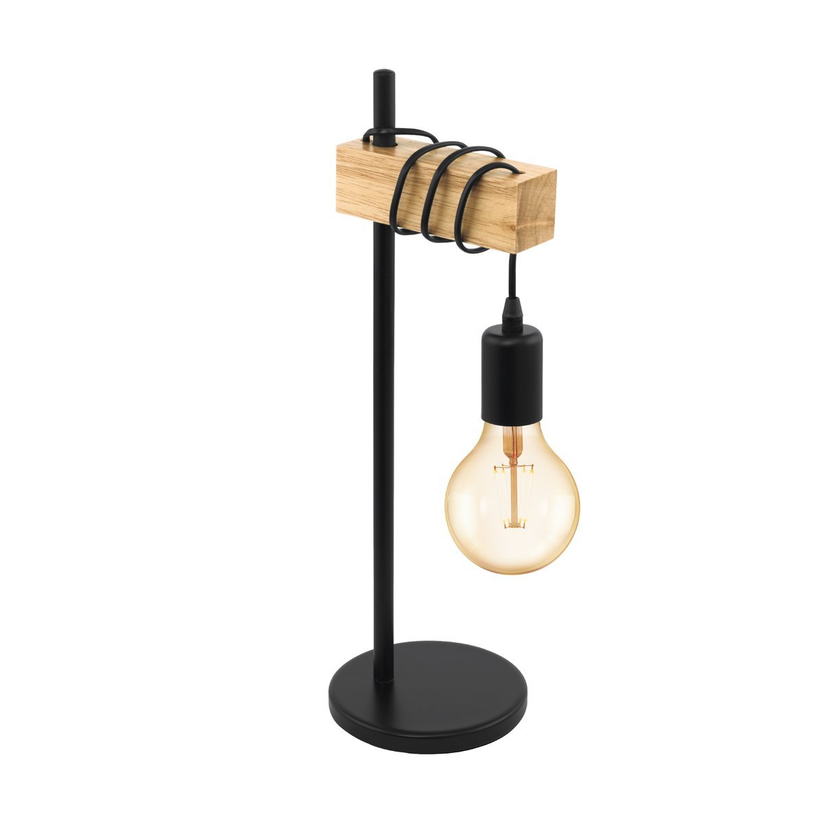 Townshend 1 Light Table Lamp in Black & Timber