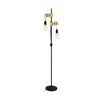 Thumbnail for Townshend 2 Light Floor Lamp in Black & Timber