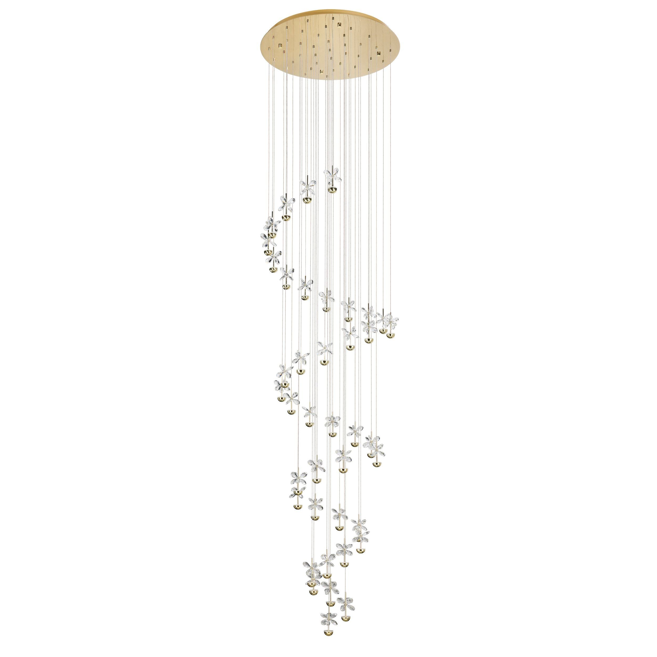 Pianopoli 3 Brass & Glass Crystal 40 x 1.8W 3000K LED Spiral Pendant