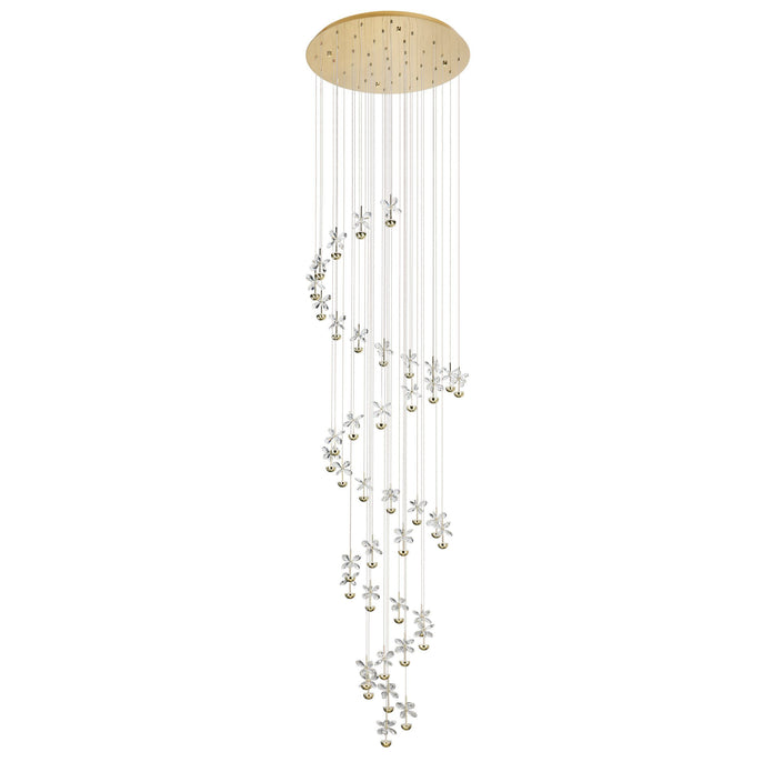 Pianopoli 3 Brass & Glass Crystal 40 x 1.8W 3000K LED Spiral Pendant