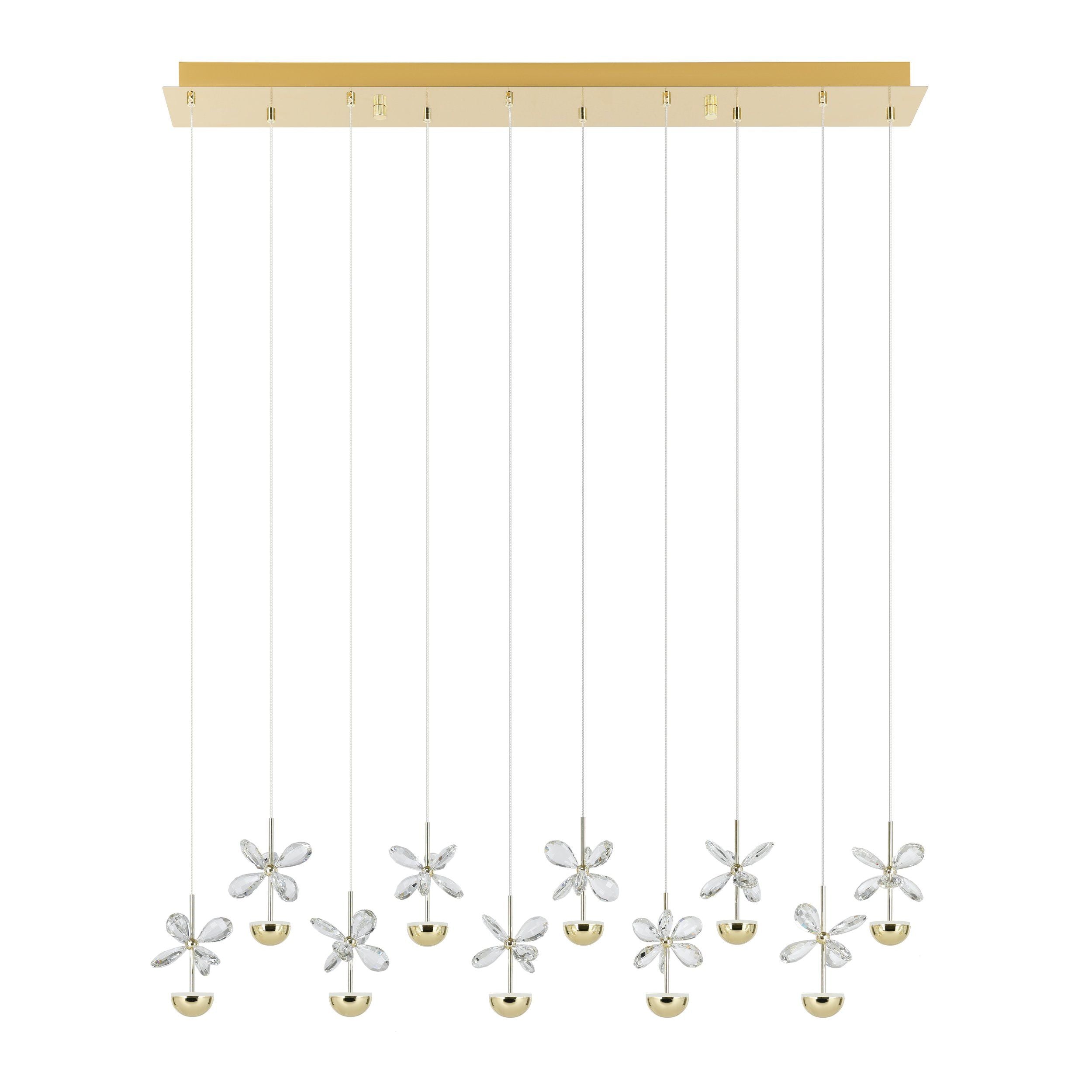 Pianopoli 3 Brass & Glass Crystal 10 x 2.3W 3000K LED Bar Pendant