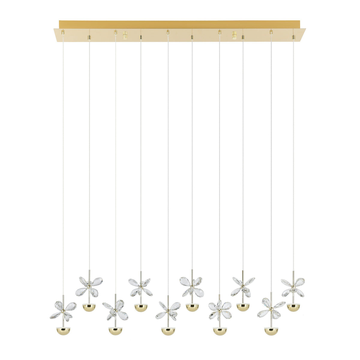 Pianopoli 3 Brass & Glass Crystal 10 x 2.3W 3000K LED Bar Pendant