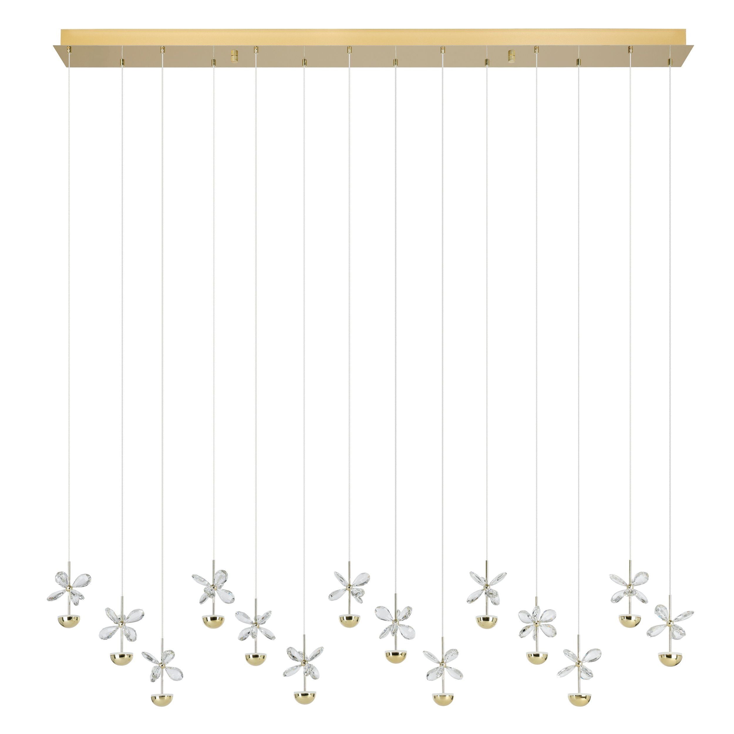 Pianopoli 3 Brass & Glass Crystal 14 x 2.3W 3000K LED Bar Pendant