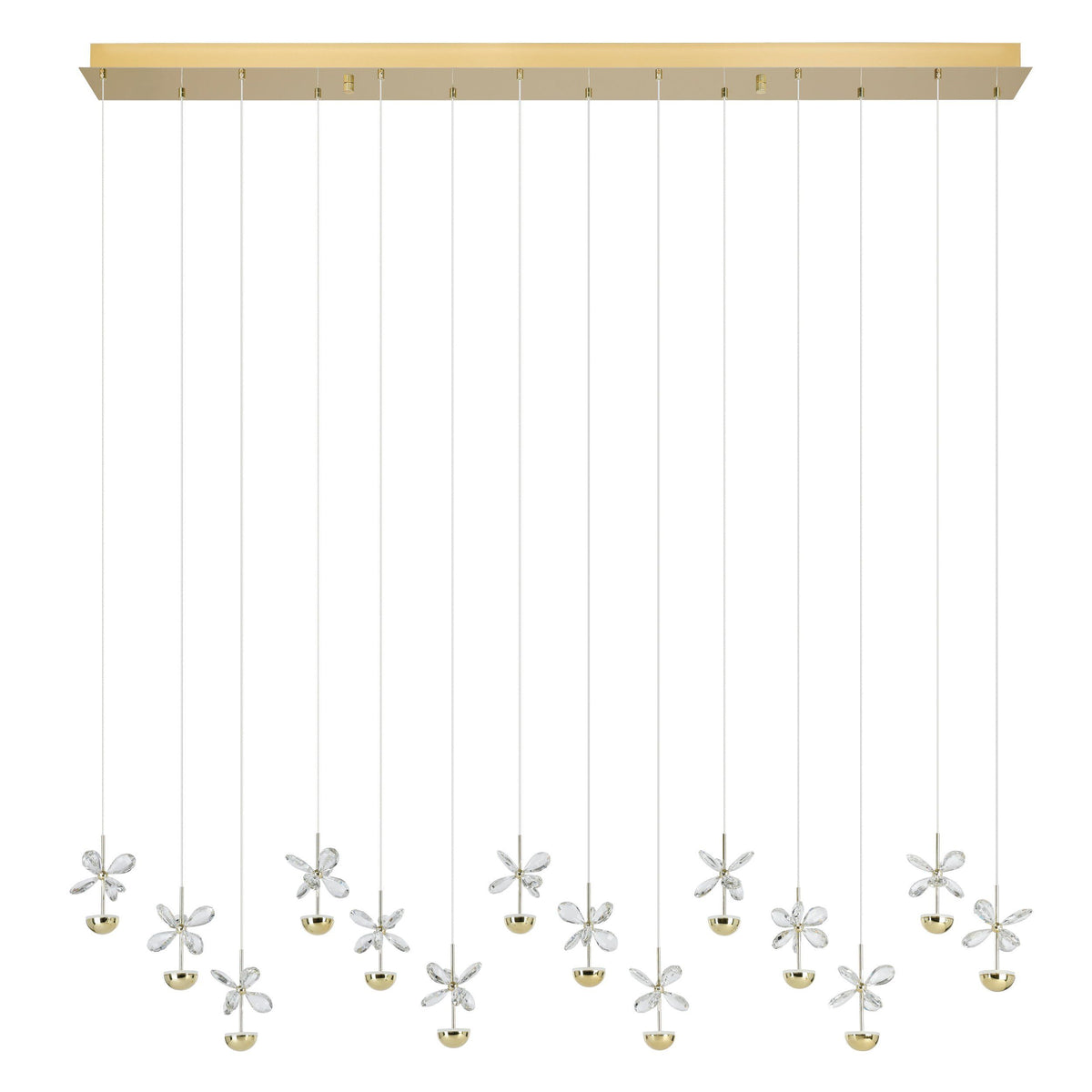 Pianopoli 3 Brass & Glass Crystal 14 x 2.3W 3000K LED Bar Pendant
