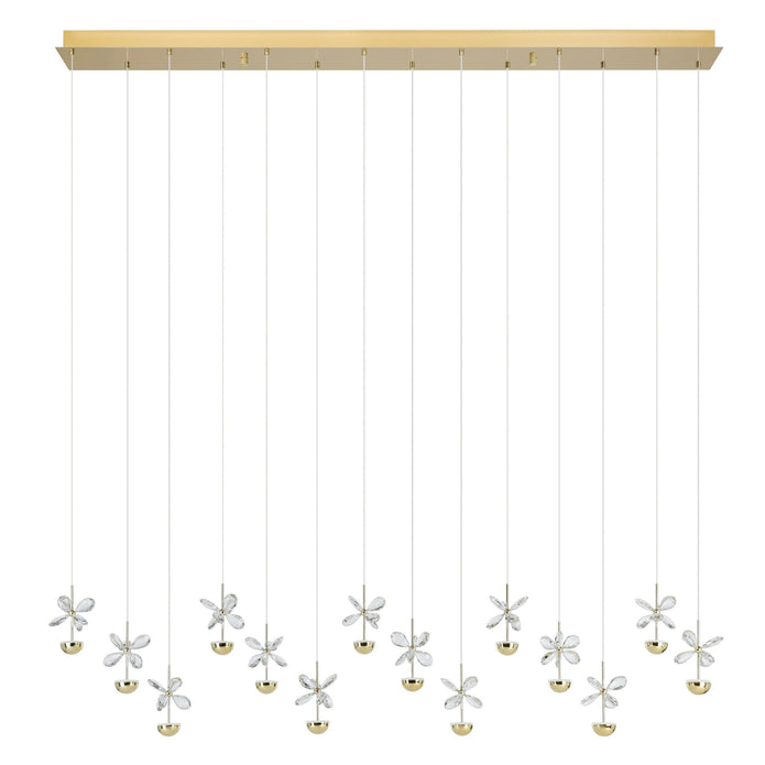 Pianopoli 3 Brass & Glass Crystal 14 x 2.3W 3000K LED Bar Pendant