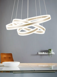 Thumbnail for Tonarella 177W LED Warm White 3 Ring Pendant Light in Satin Nickel & Champagne