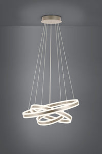 Thumbnail for Tonarella 177W LED Warm White 3 Ring Pendant Light in Satin Nickel & Champagne