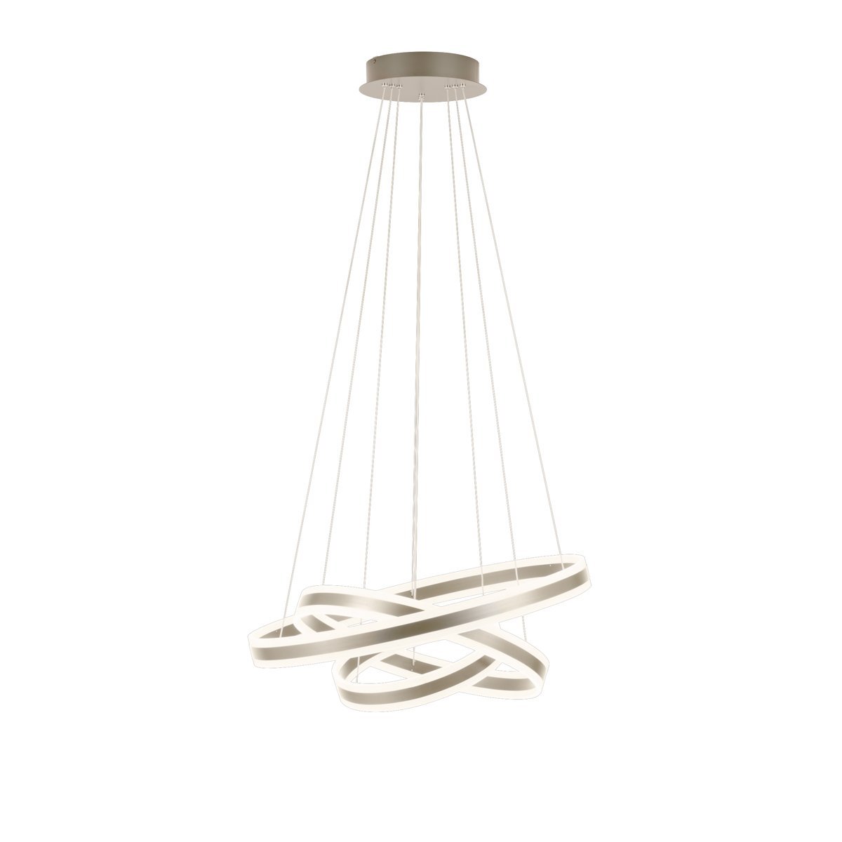 Tonarella 177W LED Warm White 3 Ring Pendant Light in Satin Nickel & Champagne