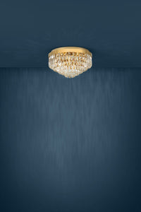 Thumbnail for Valparaiso 8 Light Crystal Flush Mount Light in Gold