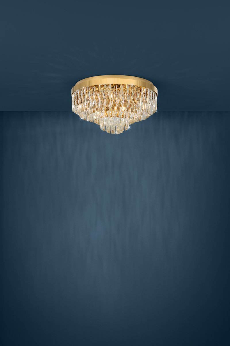 Valparaiso 11 Light Crystal Flush Mount Light in Gold