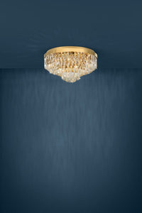 Thumbnail for Valparaiso 11 Light Crystal Flush Mount Light in Gold