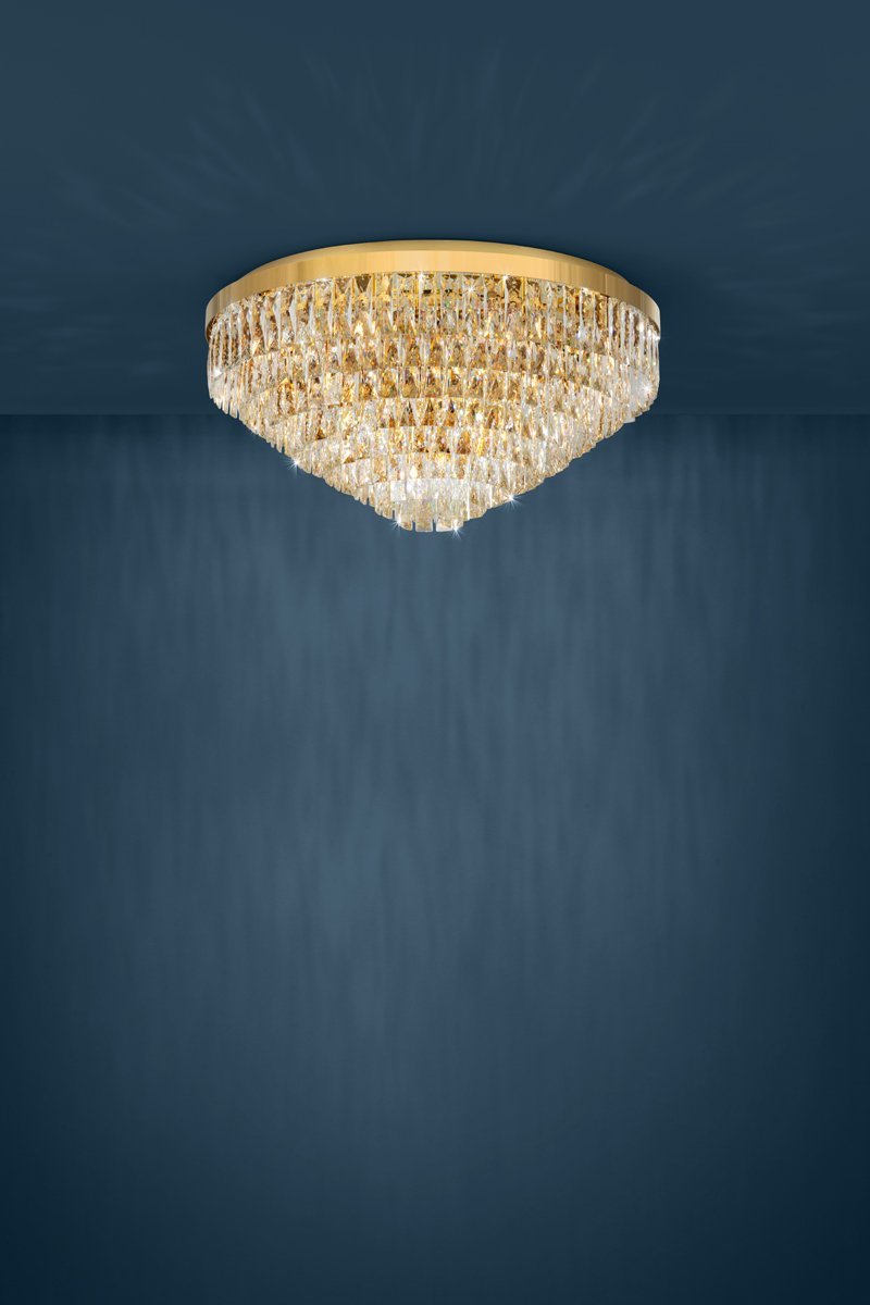 Valparaiso 16 Light Crystal Flush Mount Light in Gold