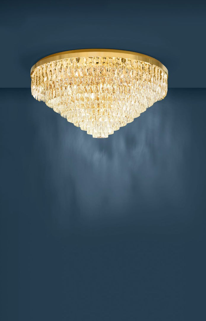 Valparaiso 25 Light Crystal Flush Mount Light in Gold