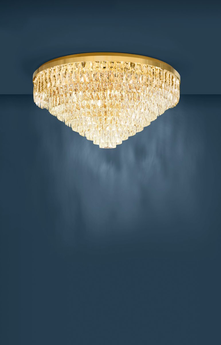 Valparaiso 25 Light Crystal Flush Mount Light in Gold