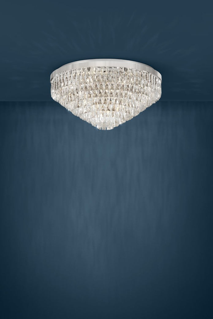 Valparaiso 16 Light Crystal Flush Mount Light in Chrome