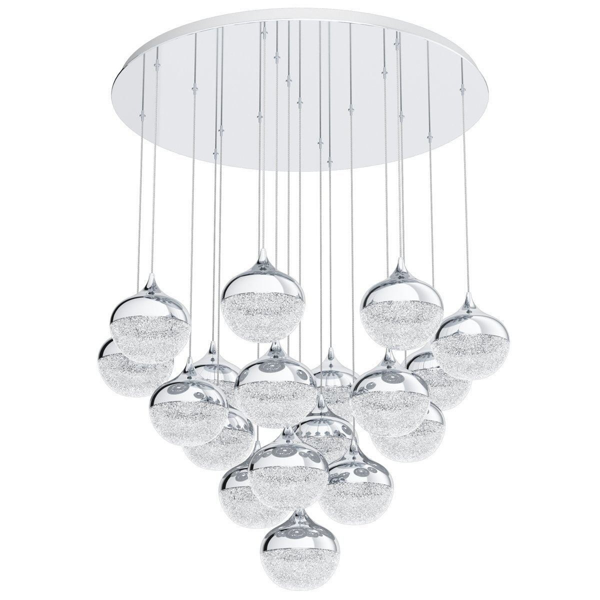 Mioglia 18 Light Chrome and Clear 56.7W LED Dimmable Pendant Light in Warm White